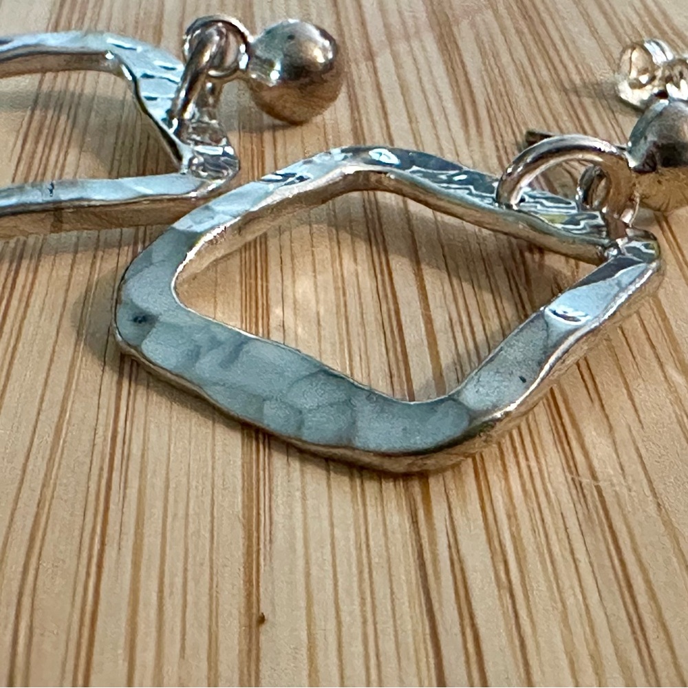 Modern Silver Geometric Dangle Earrings - image 2